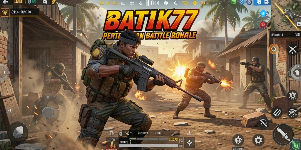 Screenshot gameplay <strong>BATIK77</strong> menunjukkan aksi seru dalam pertempuran Battle Royale.