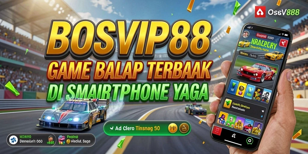 Tampilan gameplay seru di <strong>BOSVIP88</strong> dengan mobil melaju cepat di lintasan balap.