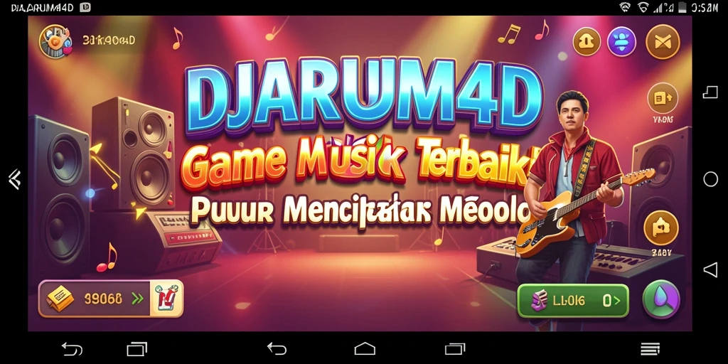Tampilan utama gameplay DJARUM4D menunjukkan alat musik virtual yang interaktif.