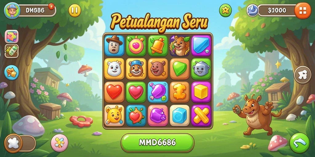 Tampilan gameplay seru DMD686 dengan permata berwarna yang memukau.