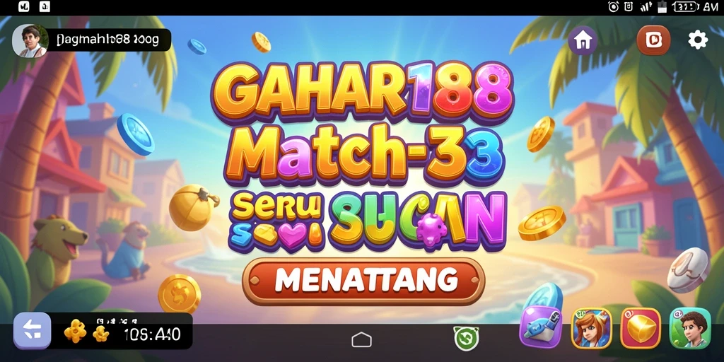 Tampilan gameplay seru GAHAR188 dengan grafik menarik dan tantangan Match-3.