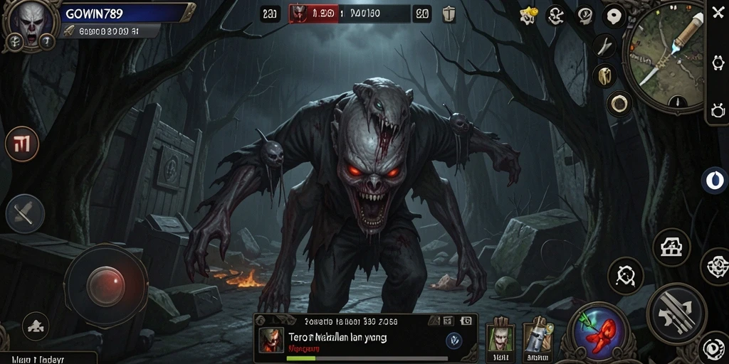 Screenshot gameplay GOWIN789 menampilkan suasana mencekam yang menyelimuti pemain.