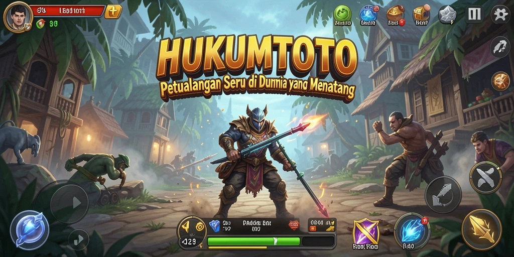 Tangkapan layar utama HUKUMTOTO menunjukkan karakter dalam petualangan yang mendebarkan.