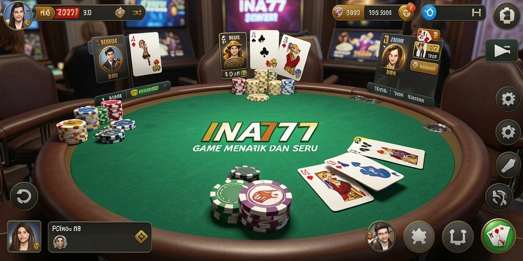 Tampilan gameplay poker yang seru dan menantang di INA777.