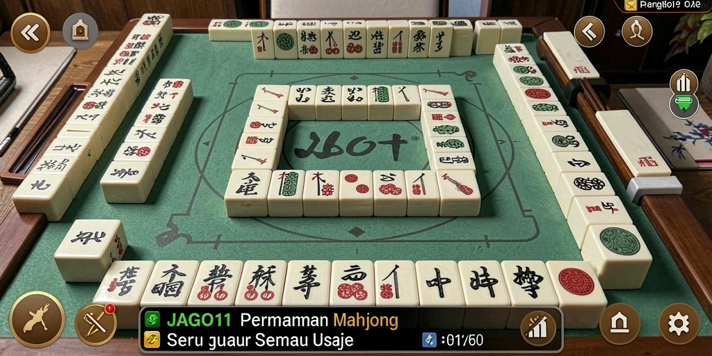 Screenshot JAGO11 menampilkan gameplay Mahjong yang menarik dan interaktif.