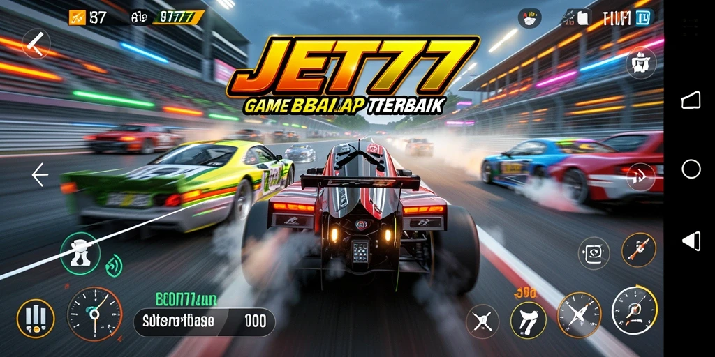 Tampilan menarik dari gameplay JET77 yang penuh aksi balap.