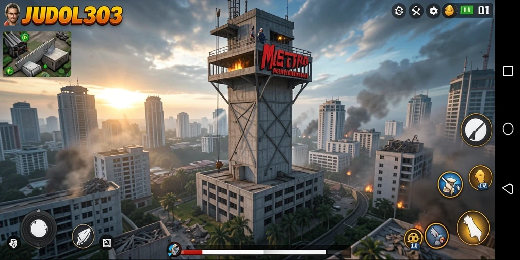 Tampilan gameplay menegangkan dalam game Tower Defense.