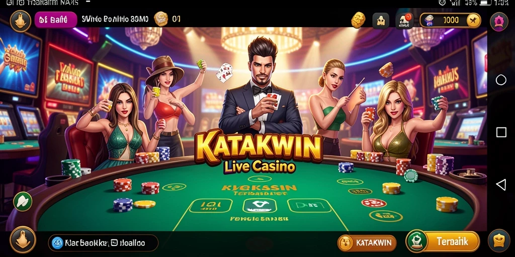 Screenshot gameplay KATAKWIN menampilkan suasana kasino yang mendebarkan.