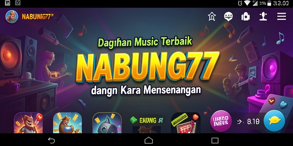 Screenshot permainan NABUNG77 menampilkan interaksi musik yang menyenangkan.