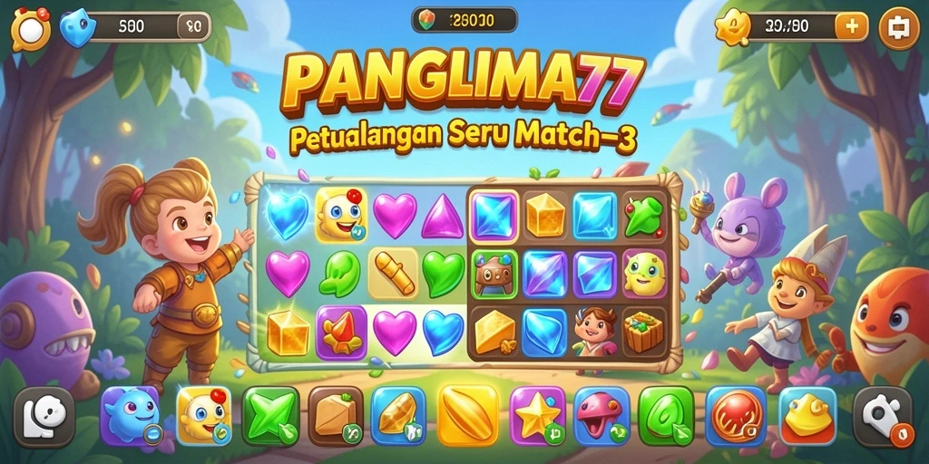 Tampilan gameplay menarik dari PANGLIMA77 game Match-3.