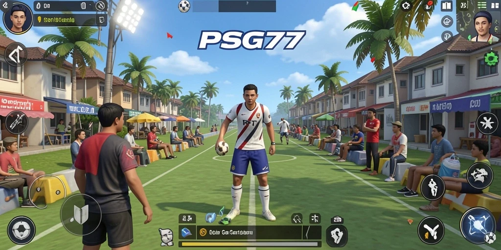 Screenshot utama PSG77 menampilkan momen seru gameplay Santai.