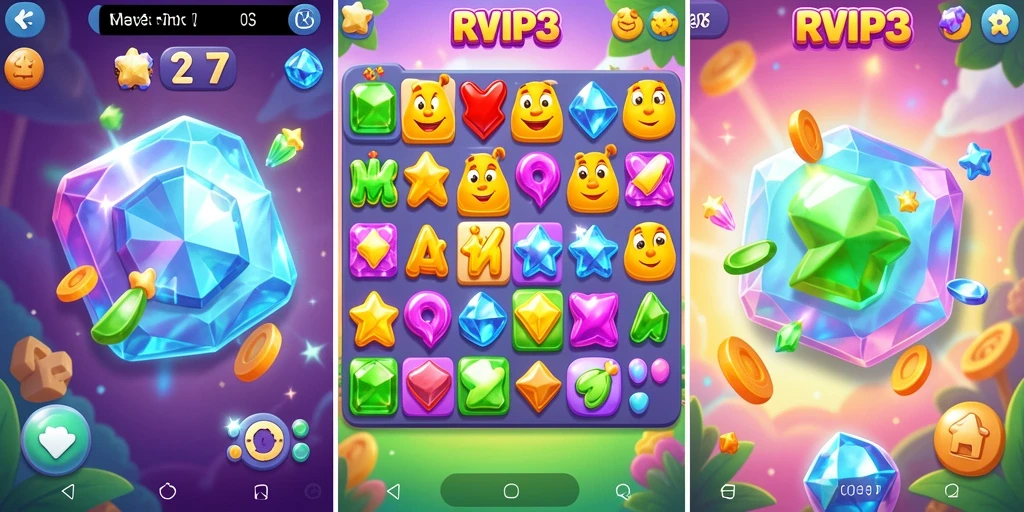 Screenshot RVIP3 menunjukkan momen seru saat mencocokkan objek berwarna.