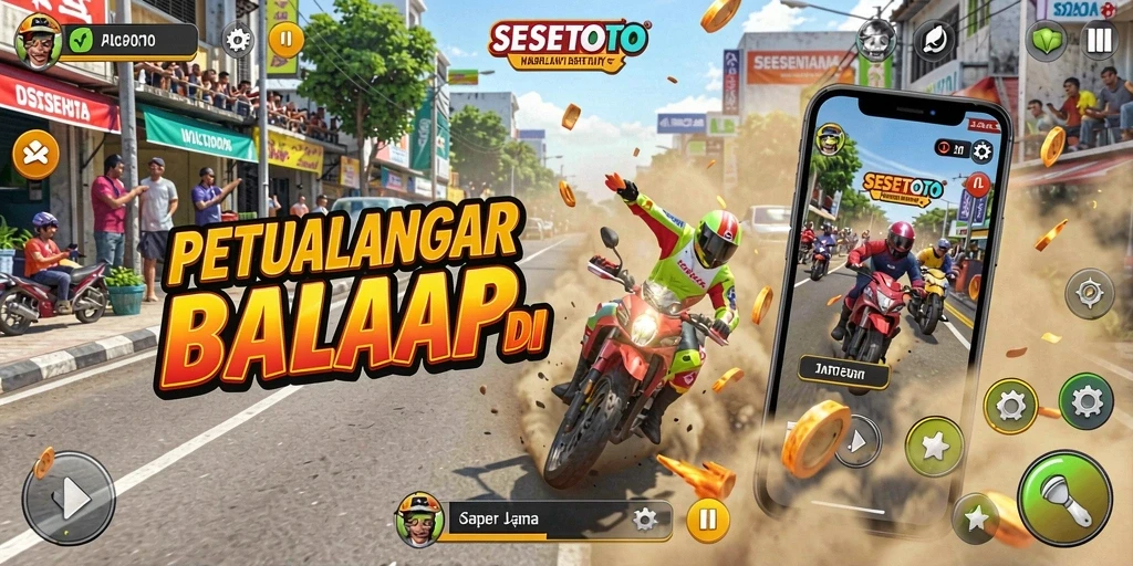 Tampilan gameplay balap yang menegangkan di SESETOTO.