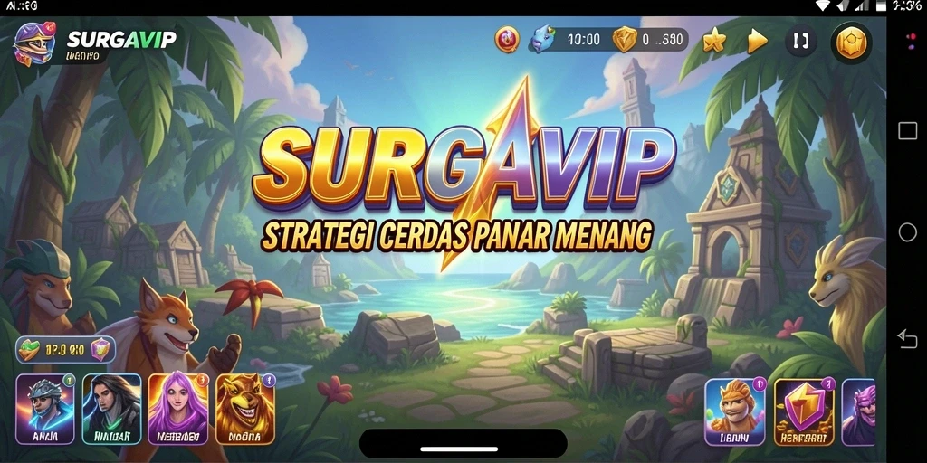 Tangkapan layar gameplay SURGAVIP menampilkan pertarungan strategis yang mendebarkan.