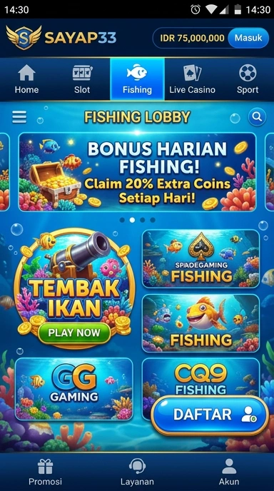 Tampilan antarmuka pengguna sayap33 yang sederhana dan intuitif.